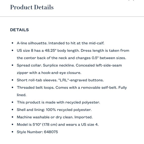 Navy Blue Belted Dress Size 16. Ralph Lauren. Women's A-line Classy Dress. - Picture 6 of 16